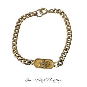 Vintage Crown Trifari‎ Sagittarius Gold Tone Bracelet,  8 inch free ship